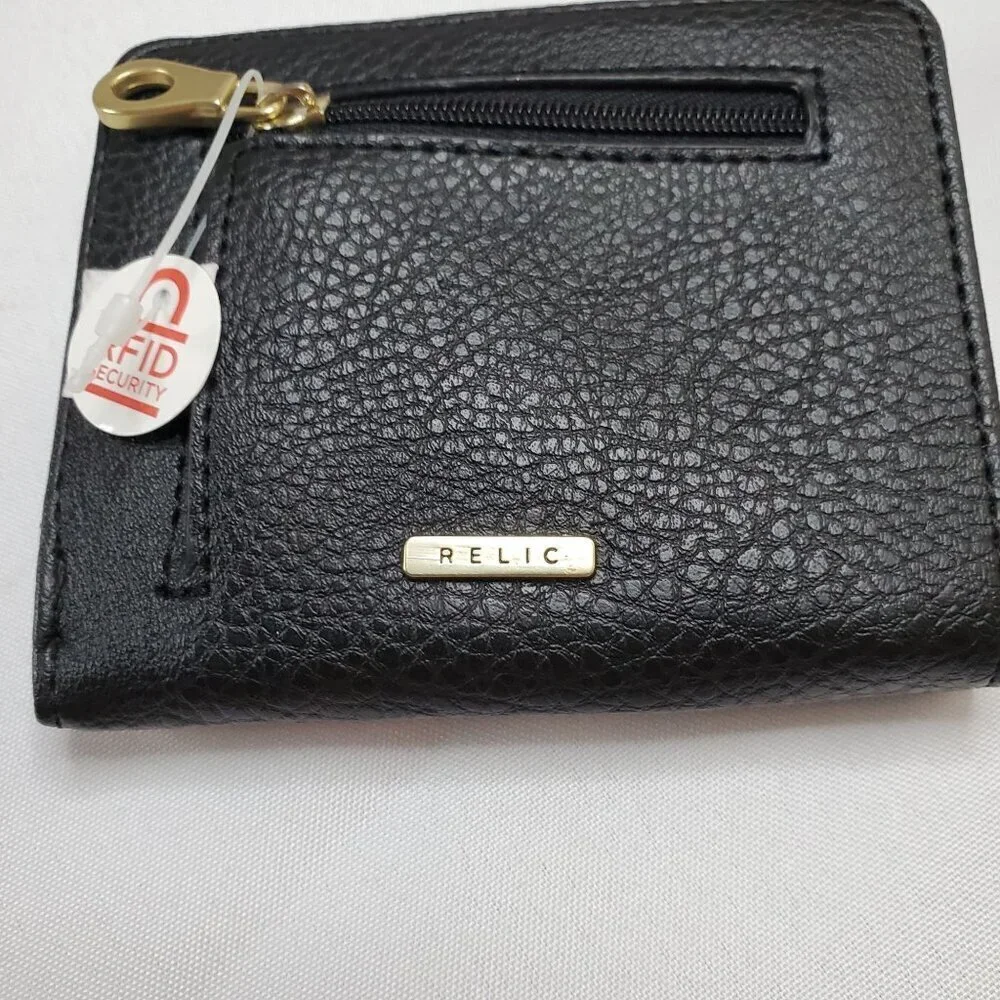 Relic Mens Bifold Wallet Card Holder Black & Brown Leather RFID-Blocking - Picture 7 of 8